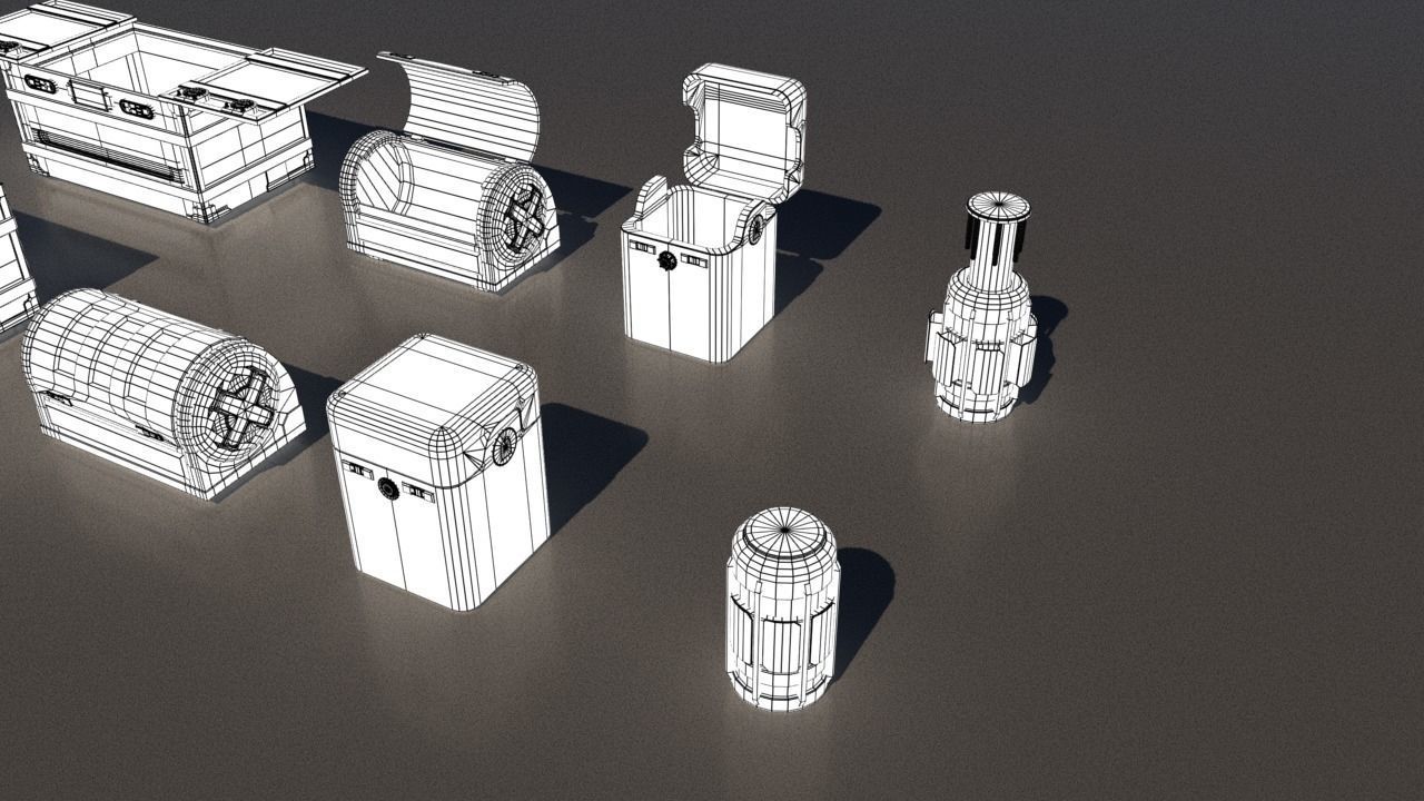 Sci-Fi Containers Low-poly 3D model_14