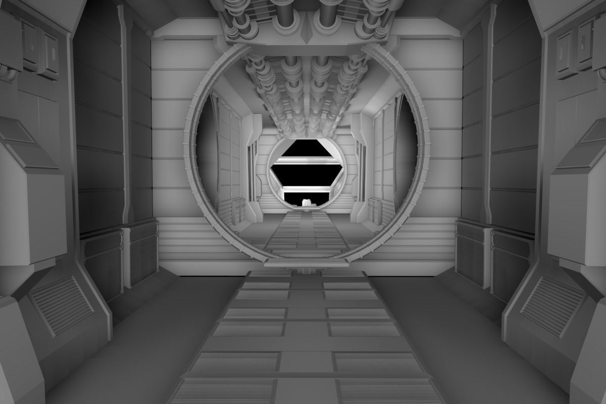 Spaceship Corridor 3D model_2
