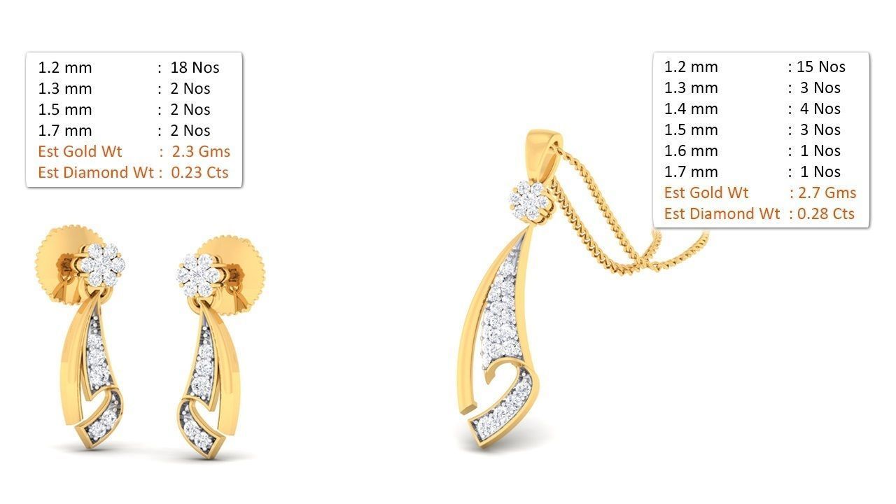 Women pendant-earrings set 3dm mgx render detail 3D print model 3D print model_8