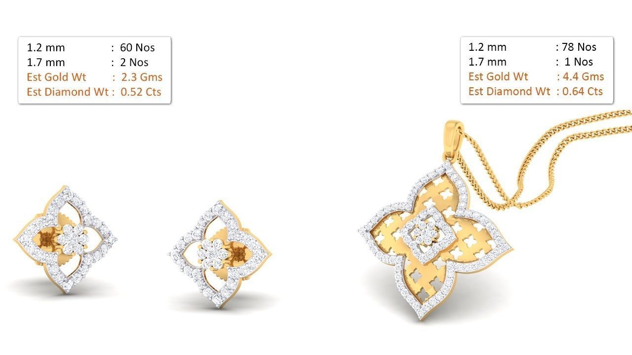 Women pendant-earrings set 3dm mgx render detail 3D print model 3D print model_8