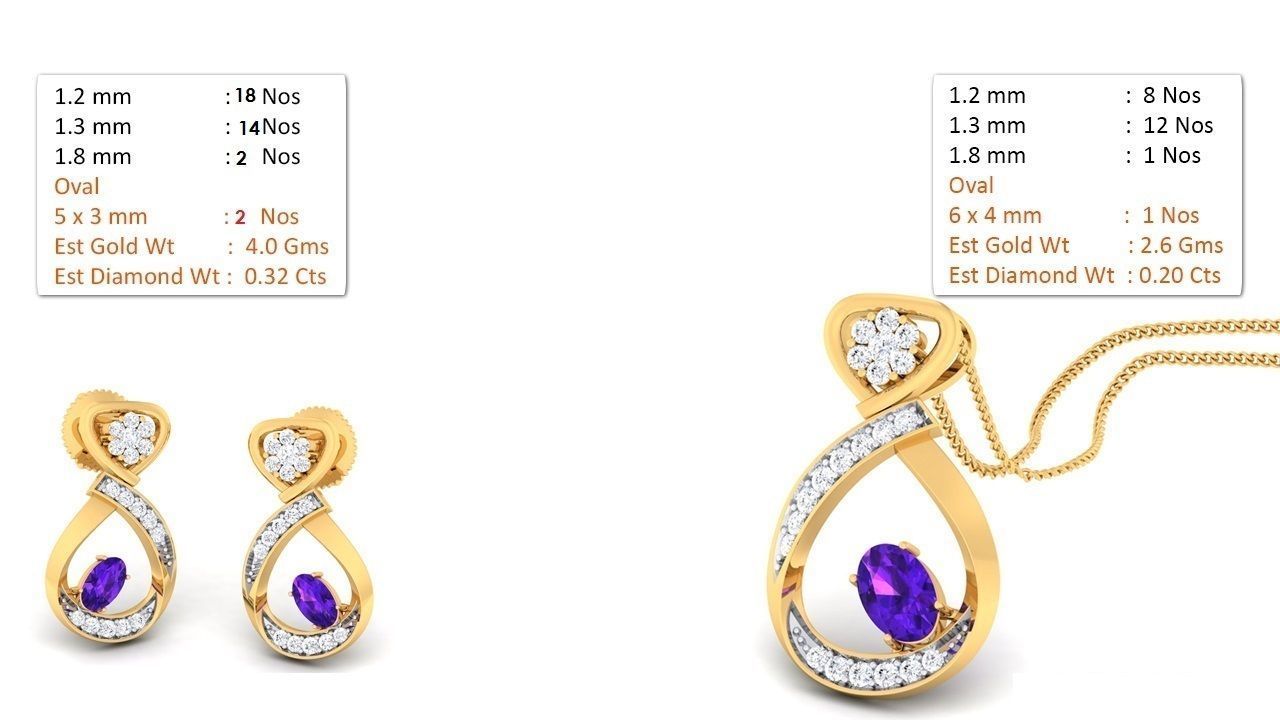 Women pendant-earrings set 3dm mgx render detail 3D print model 3D print model_8