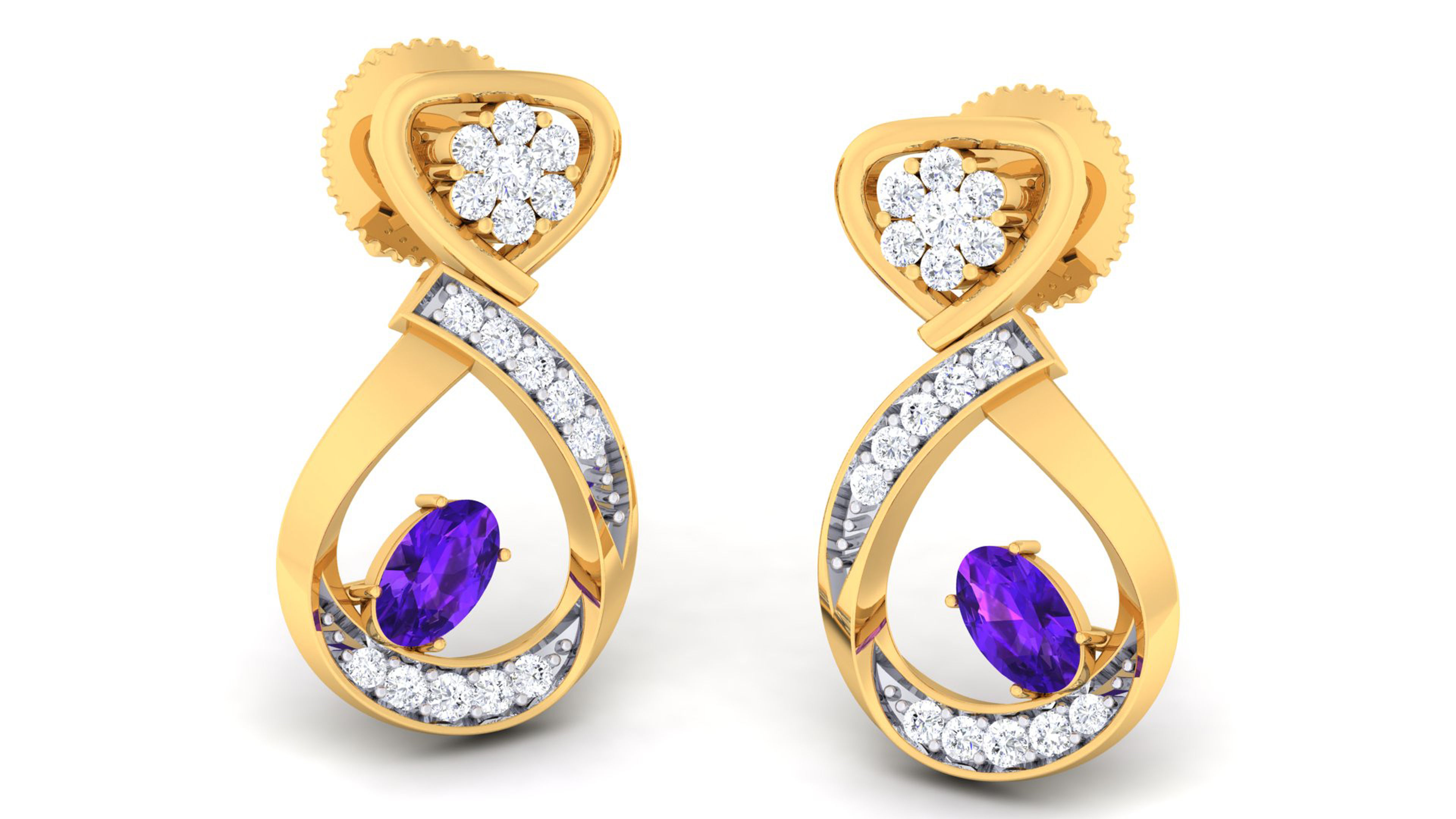 Women pendant-earrings set 3dm mgx render detail 3D print model 3D print model_4