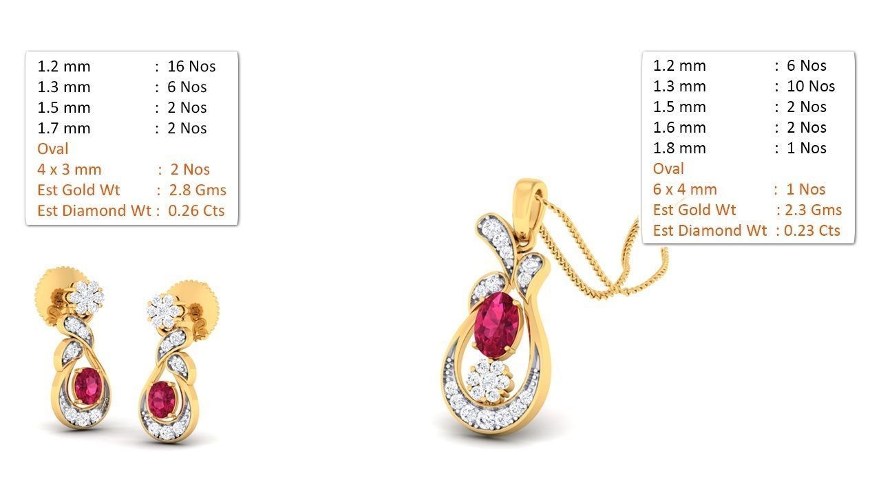 Women pendant-earrings set 3dm mgx render detail 3D print model 3D print model_1