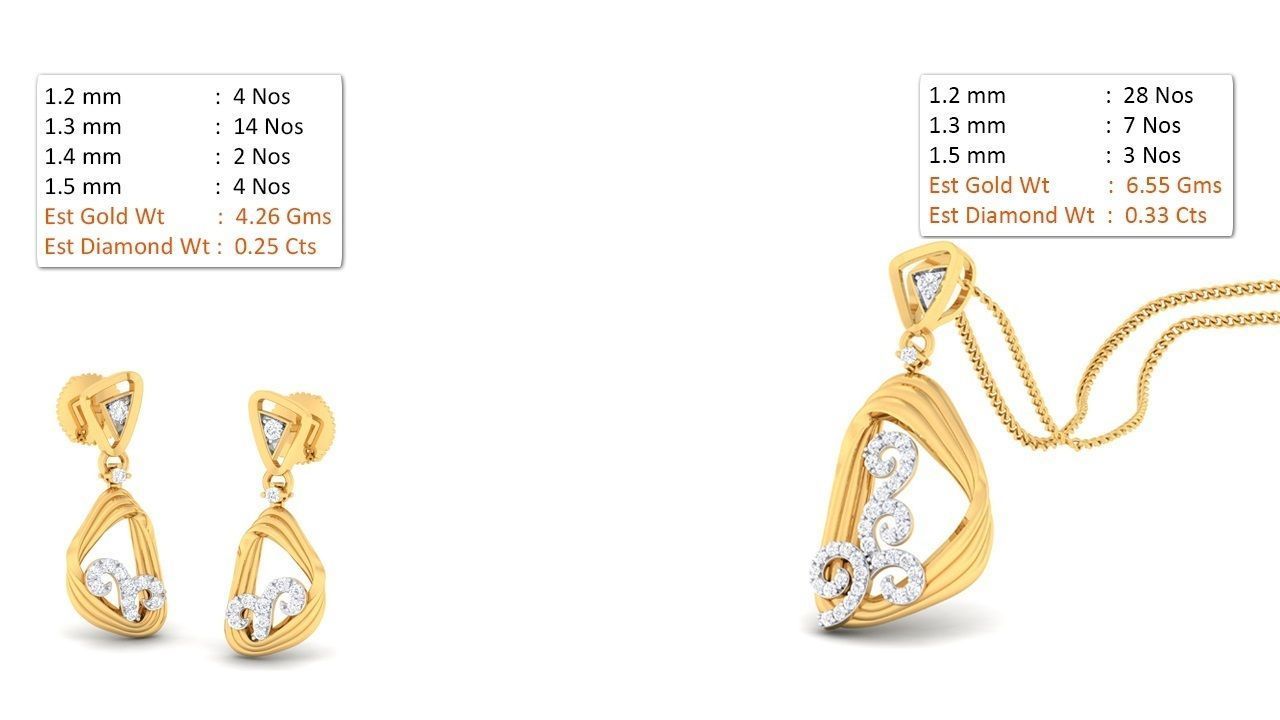 Women pendant-earrings set 3dm mgx render detail 3D print model 3D print model_7