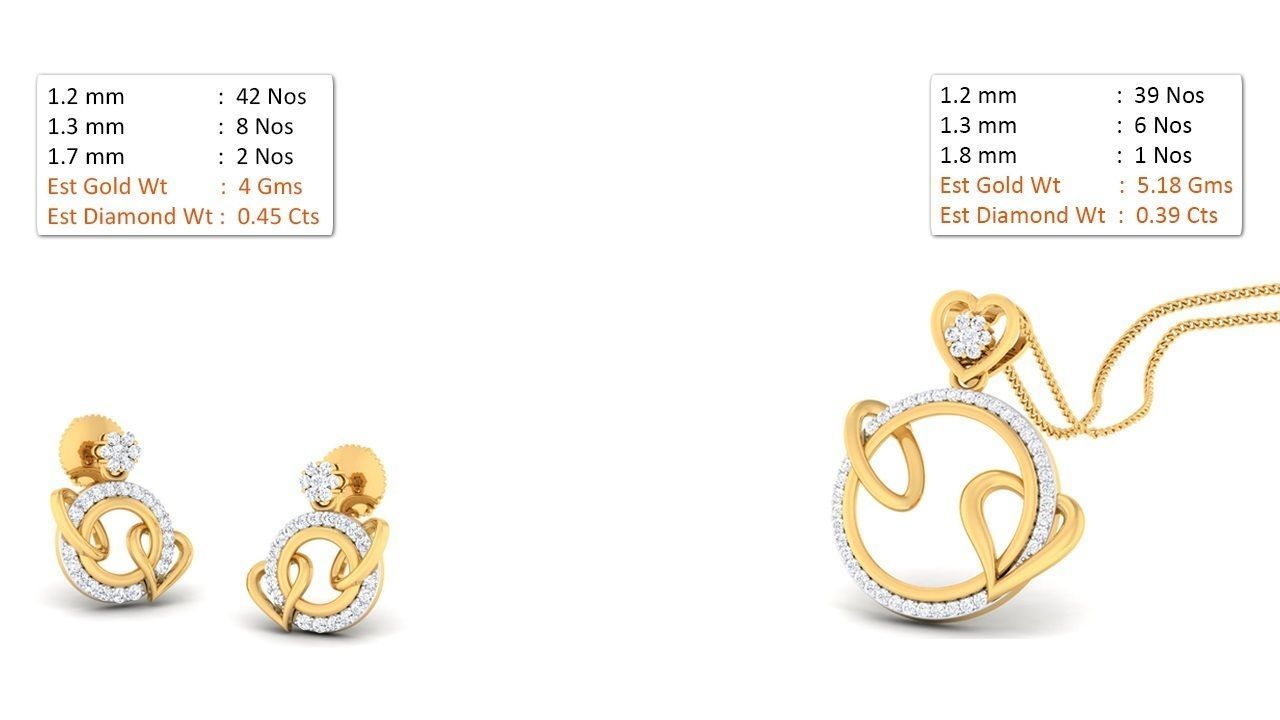 Women pendant-earrings set 3dm render detail 3D print model 3D print model_8