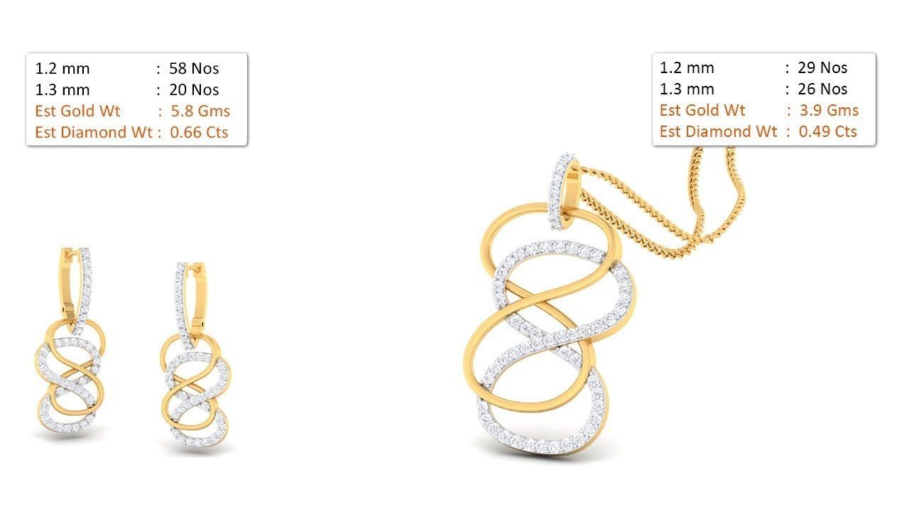 Women pendant-earrings set 3dm mgx render detail 3D print model 3D print model_8