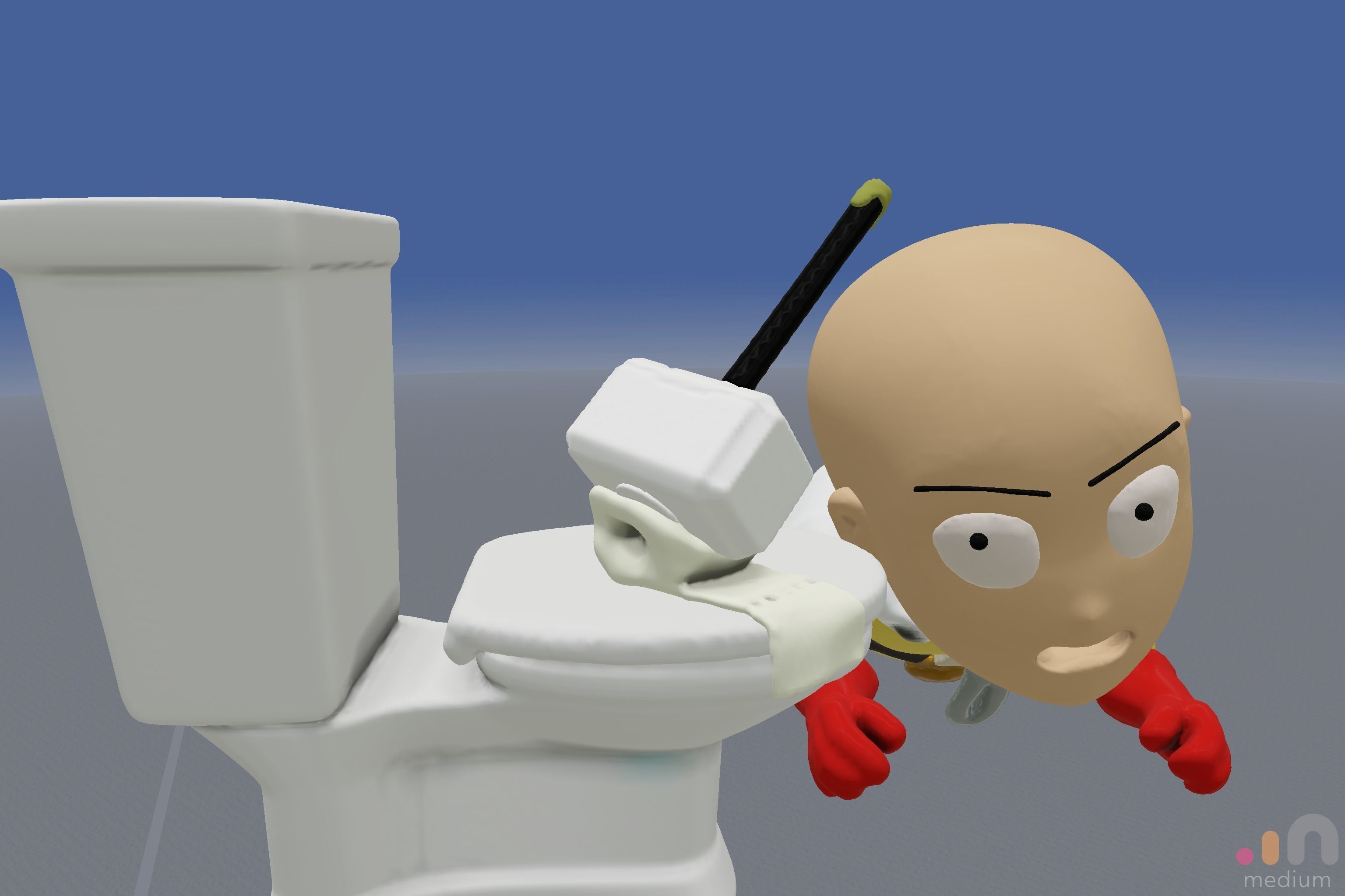 Meme    One Punch Man meets Thors Hammer Toilet Prank 3D model_7