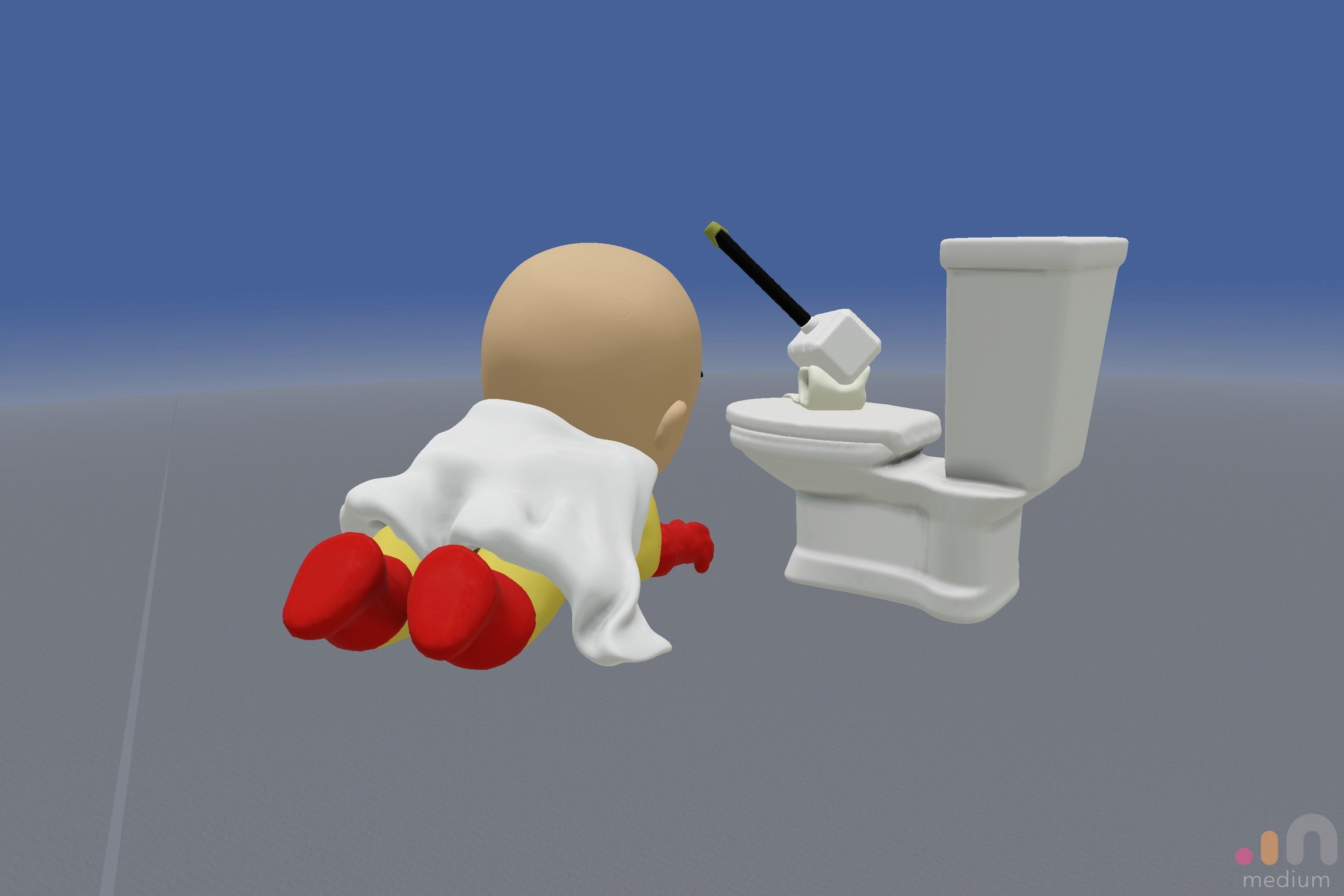 Meme    One Punch Man meets Thors Hammer Toilet Prank 3D model_6
