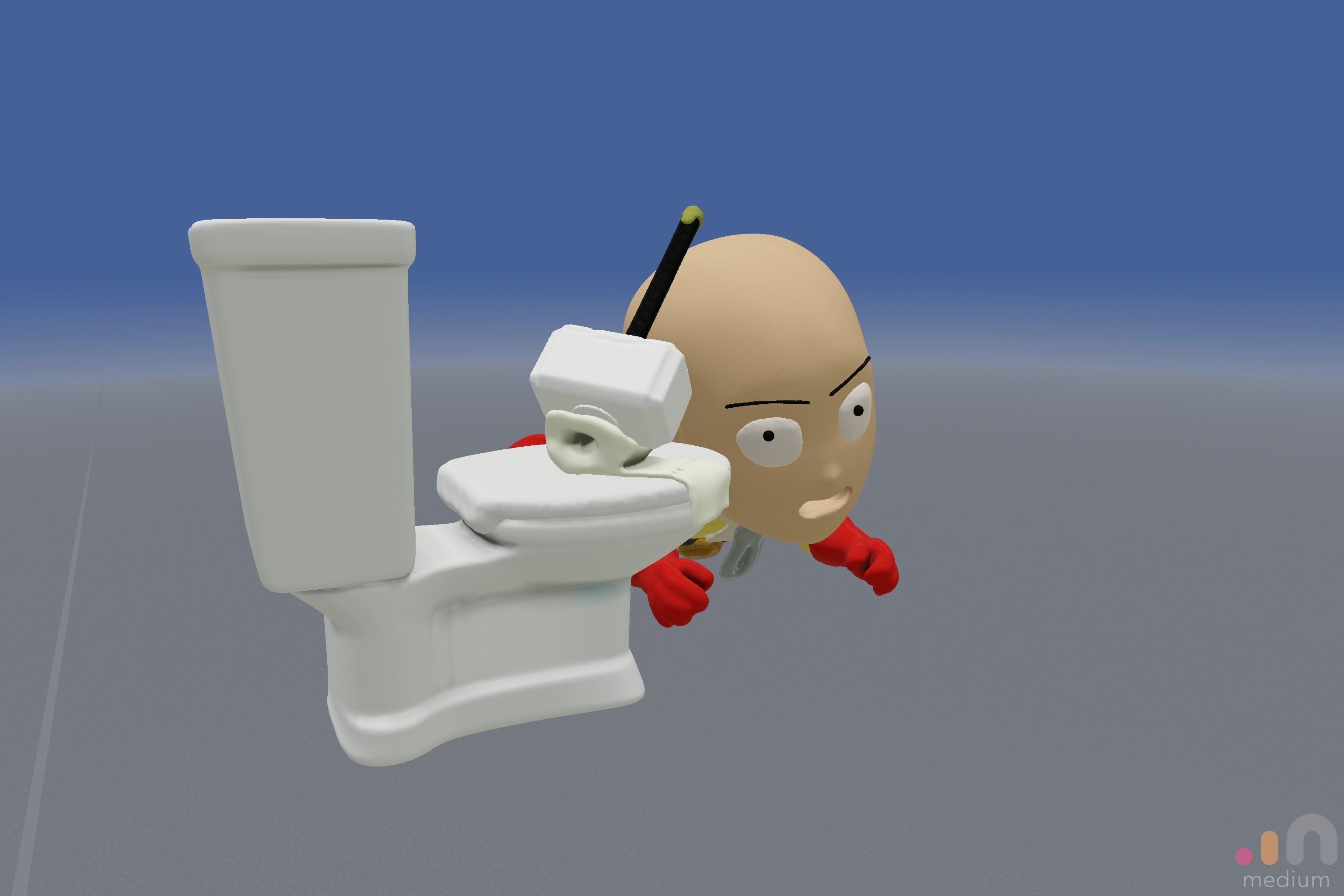 Meme    One Punch Man meets Thors Hammer Toilet Prank 3D model_2
