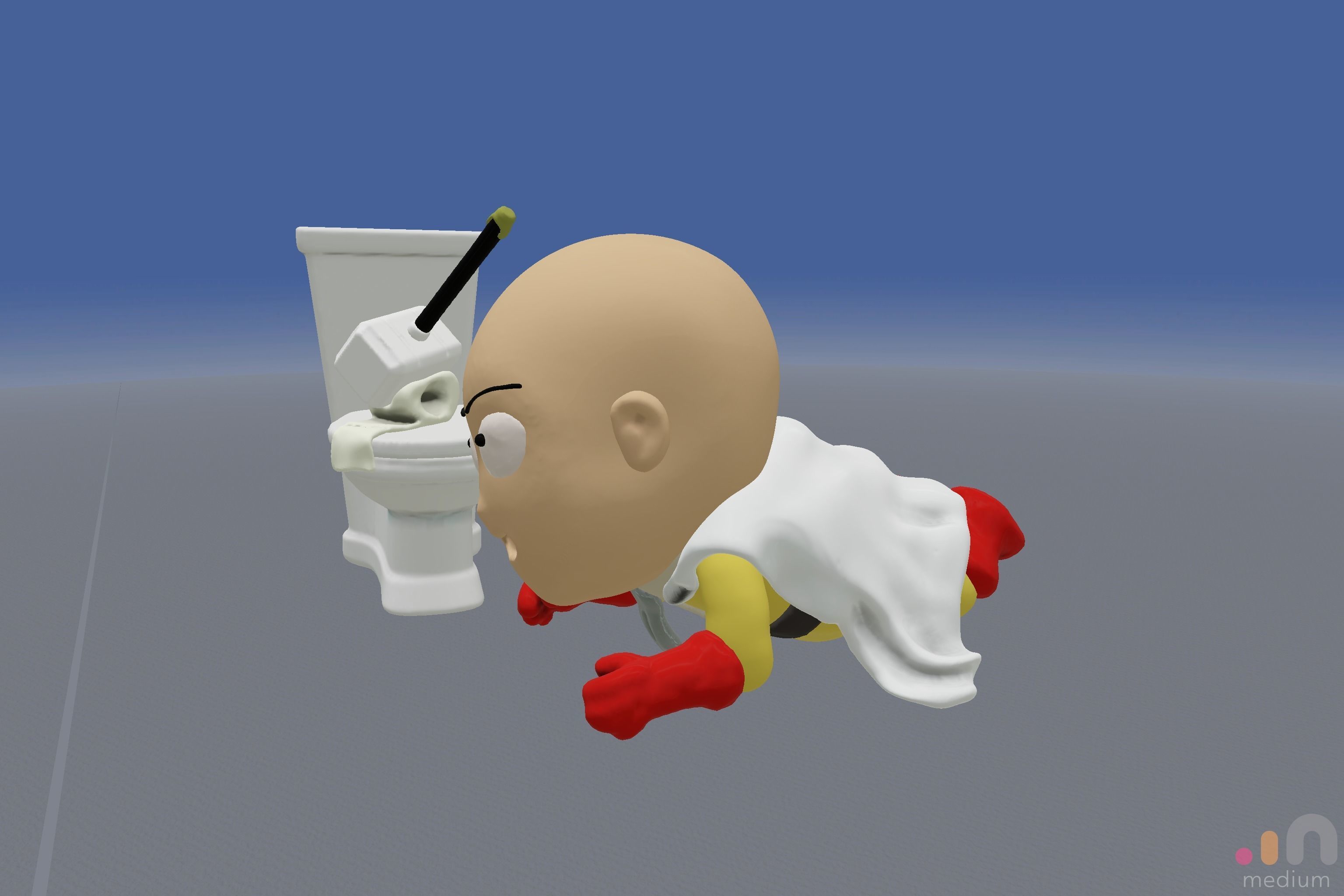 Meme    One Punch Man meets Thors Hammer Toilet Prank 3D model_4