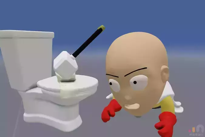 Meme    One Punch Man meets Thors Hammer Toilet Prank 3D model
