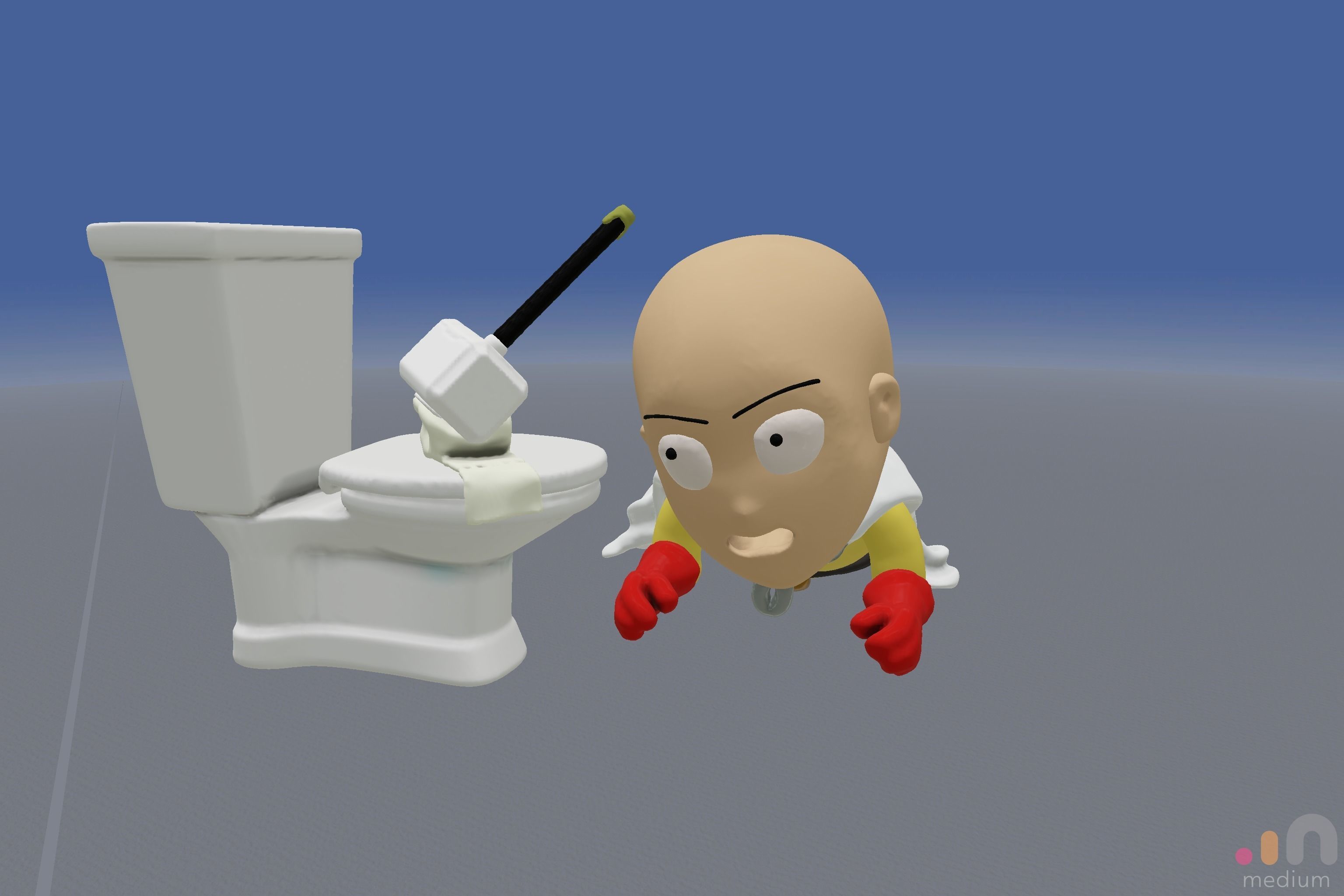 Meme    One Punch Man meets Thors Hammer Toilet Prank 3D model_3