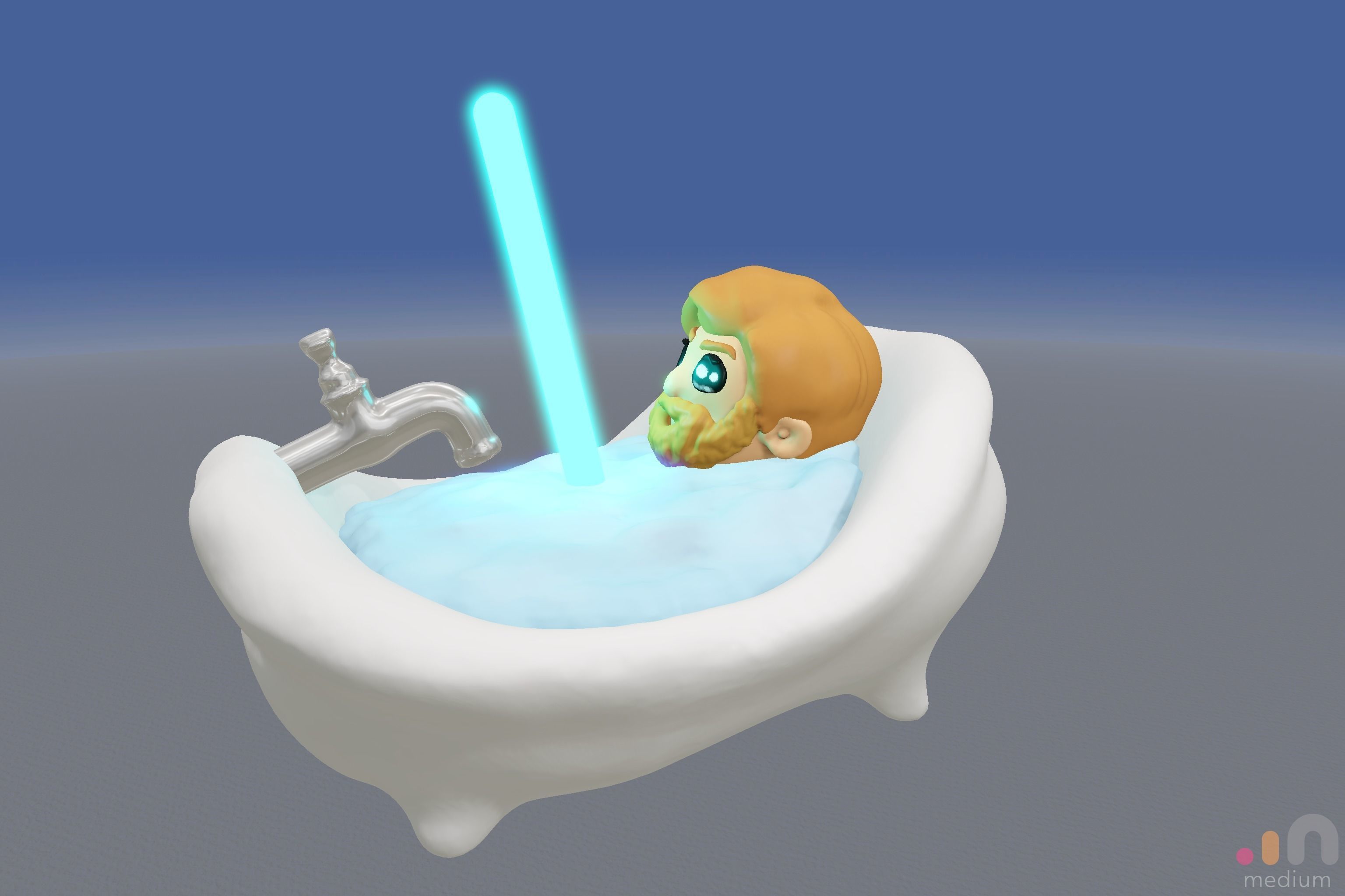 Kenobi Fun with LightSaber 3D model_2