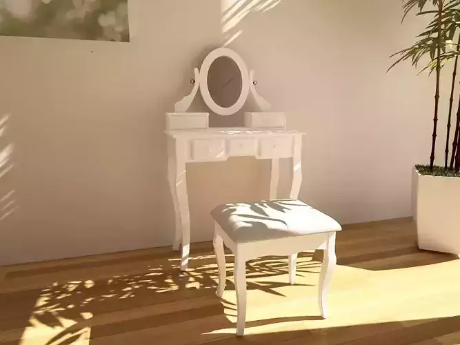 makeup table ashley wood vanity set 3D model