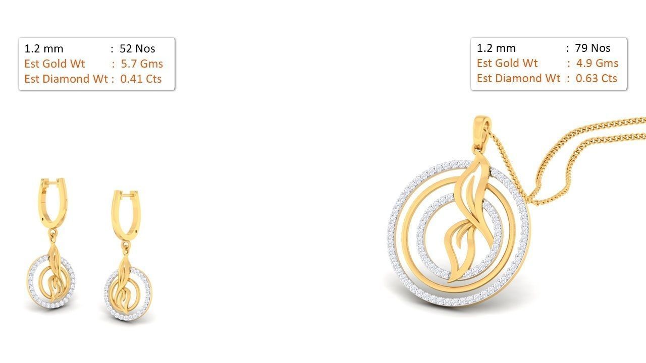 Women pendant-earrings set 3dm mgx render detail 3D print model 3D print model_1