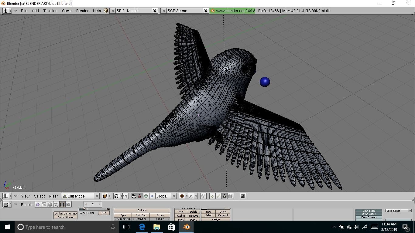 blue tit animated 3D model_2