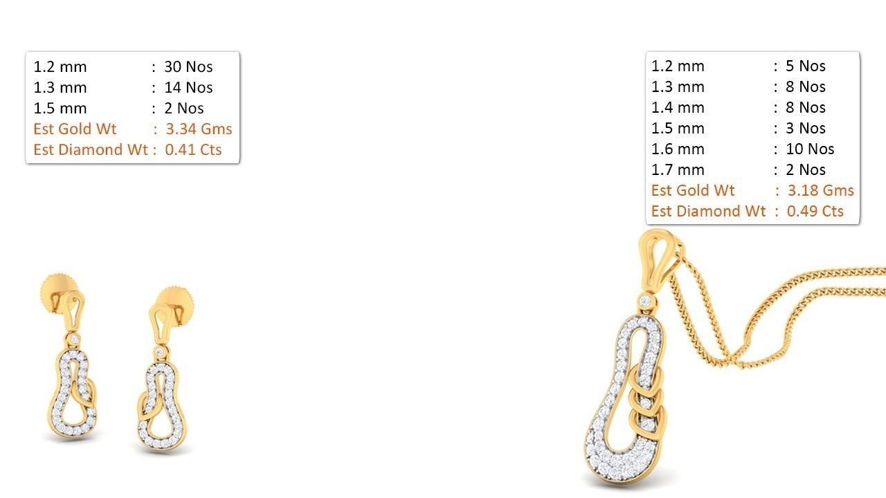 Women pendant-earrings set mgx render detail 3D print model 3D print model_1