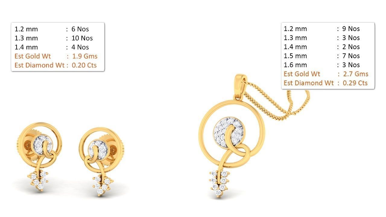 Women pendant-earrings set 3dm mgx render detail 3D print model 3D print model_1