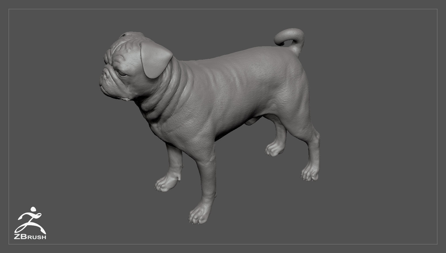 Pug High-Poly 3D print model_3