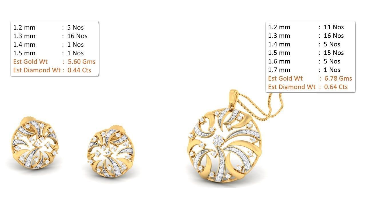 Women pendant-earrings set mgx render detail 3D print model 3D print model_1