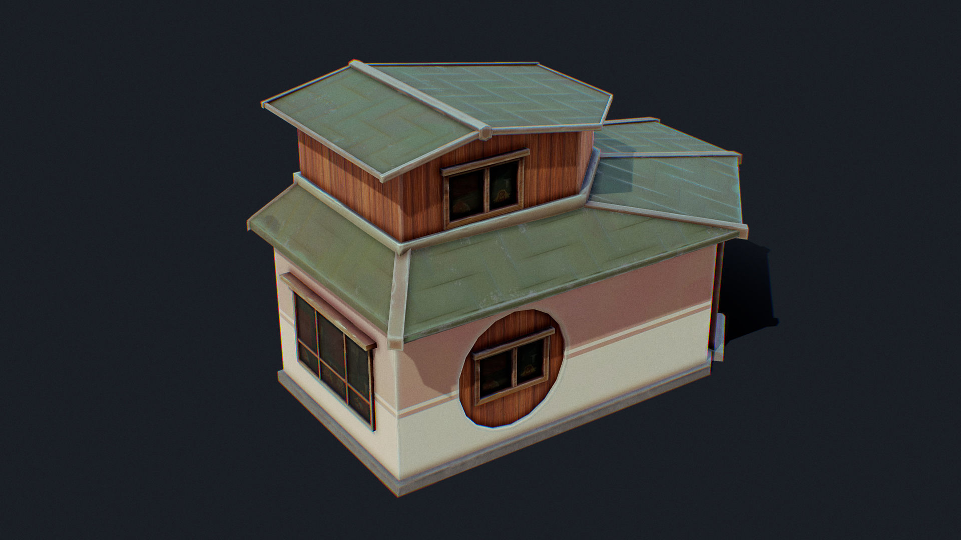 House of Color D Green Low-poly 3D model_3