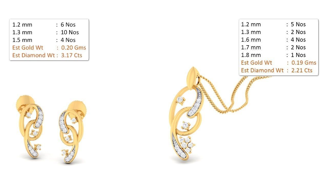 Women pendant-earrings set 3dm mgx render detail 3D print model 3D print model_1