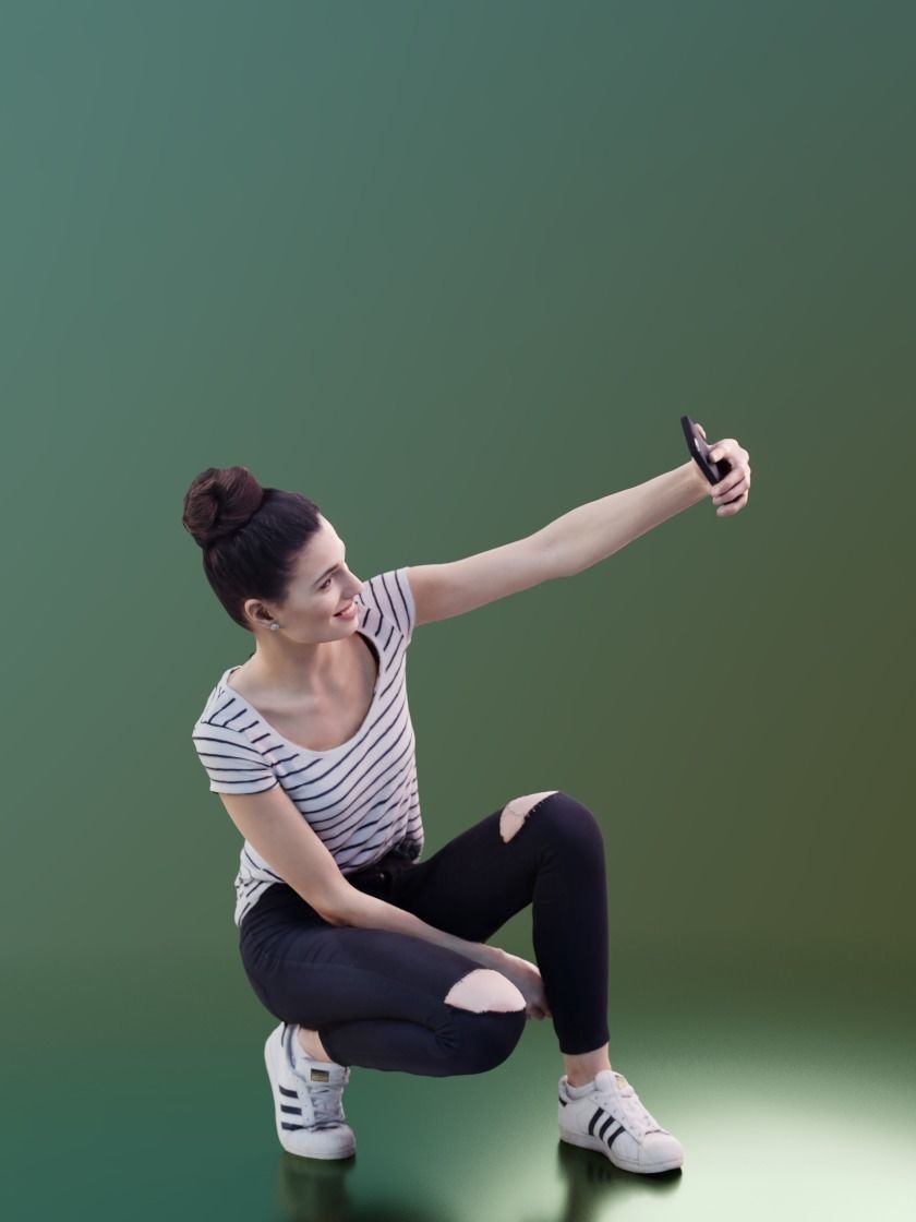 Myriam 10006 - Casual Girl Selfie Low-poly 3D model_2