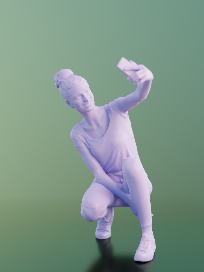 Myriam 10006 - Casual Girl Selfie Low-poly 3D model_4
