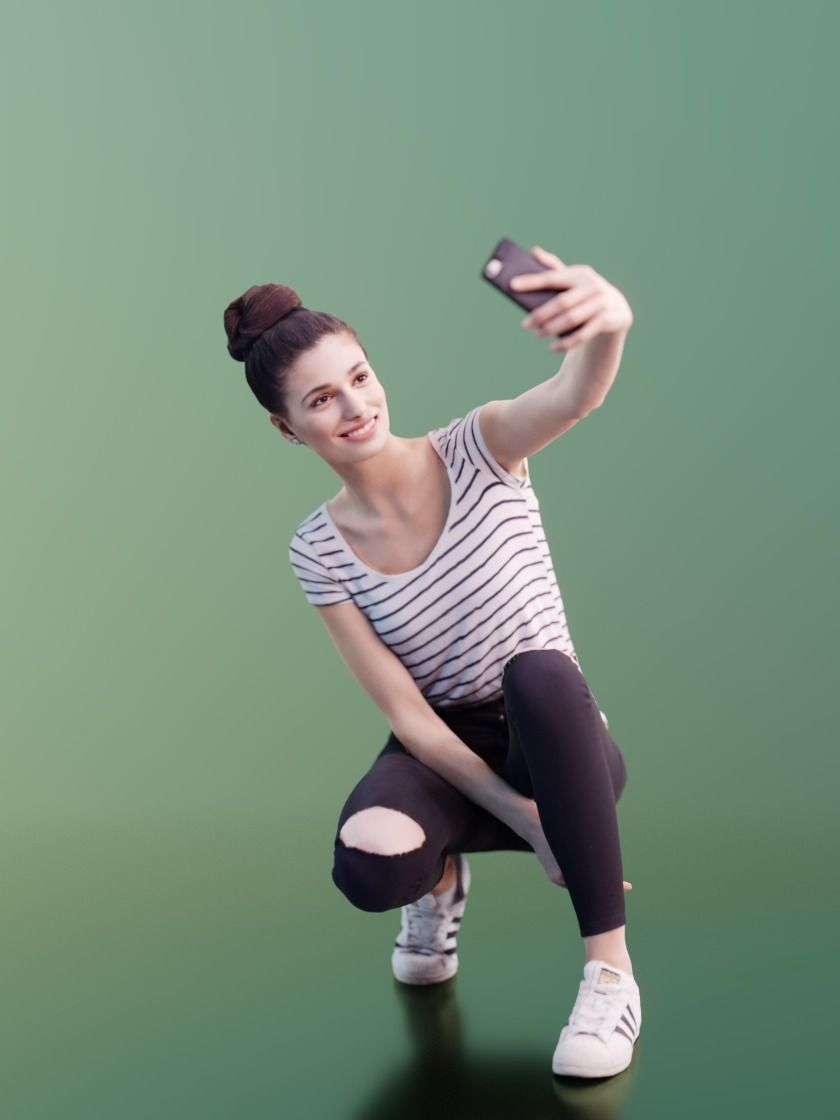 Myriam 10006 - Casual Girl Selfie Low-poly 3D model_1