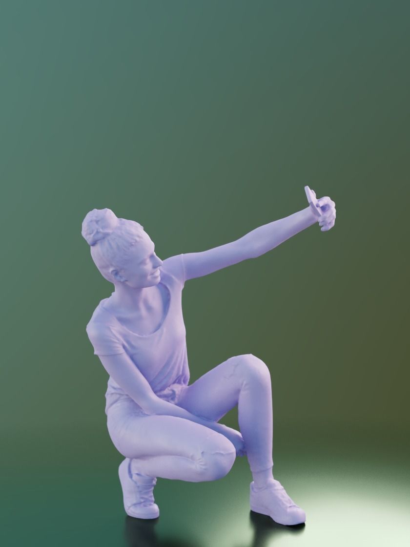 Myriam 10006 - Casual Girl Selfie Low-poly 3D model_3
