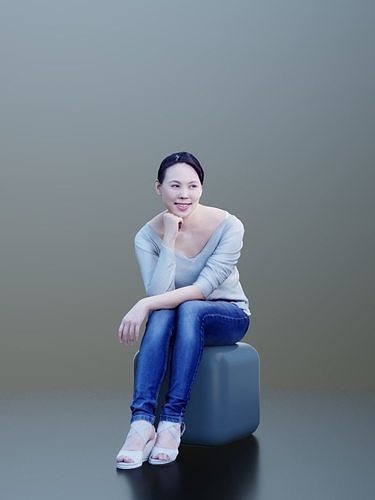 Bao 10005 - Sitting Casual Girl Low-poly 3D model