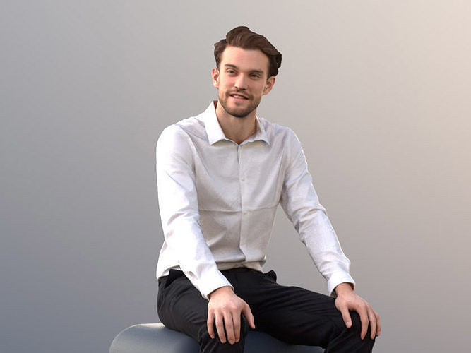 Kenneth 10008 - Sitting Business Man Low-poly 3D model