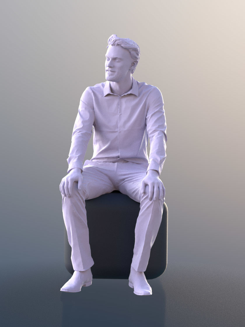Kenneth 10008 - Sitting Business Man Low-poly 3D model_4