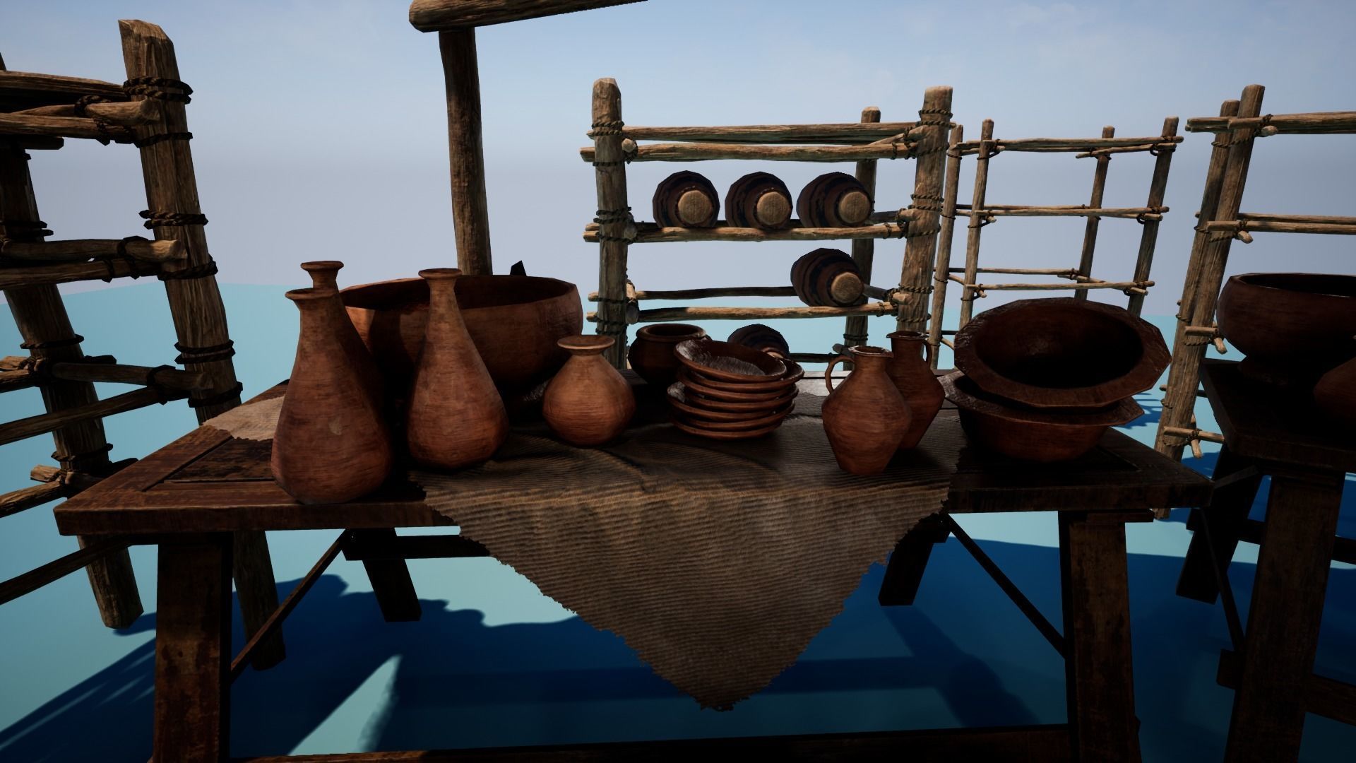 Clay Pottery Market Low-poly 3D model_4