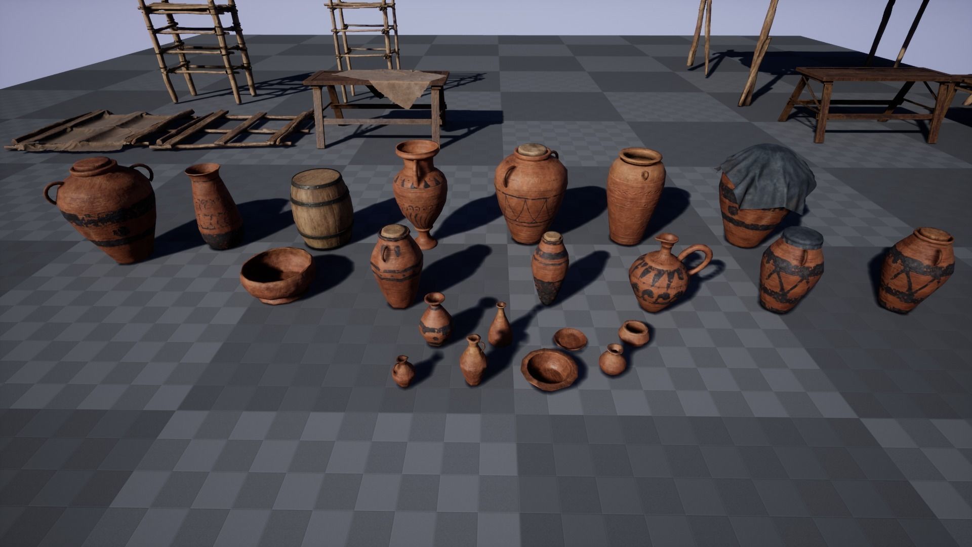 Clay Pottery Market Low-poly 3D model_8