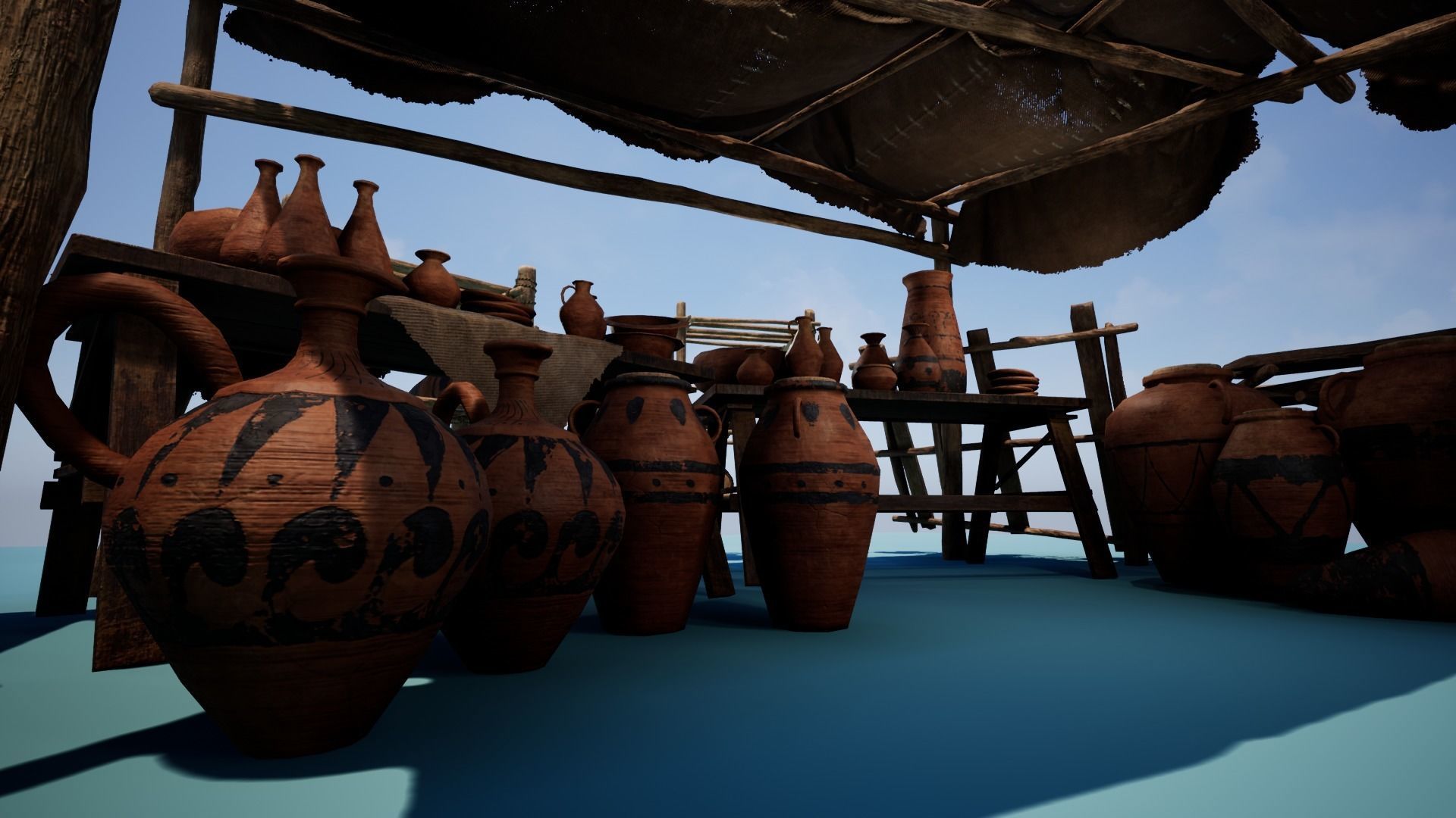 Clay Pottery Market Low-poly 3D model_5
