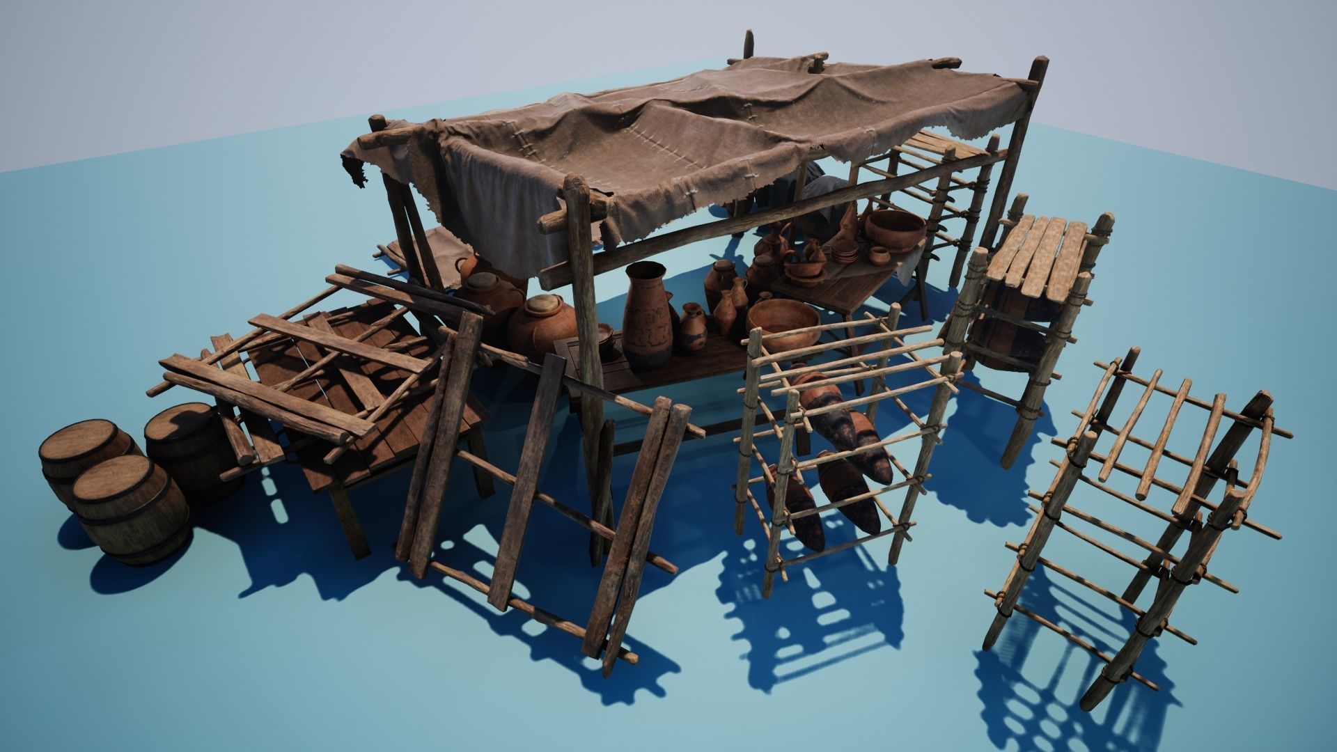 Clay Pottery Market Low-poly 3D model_3