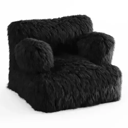 Winter Fox Faux-Fur Eco-Lounger Black