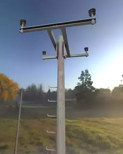 Wooden Electricity Pole With Ladder - Object 022