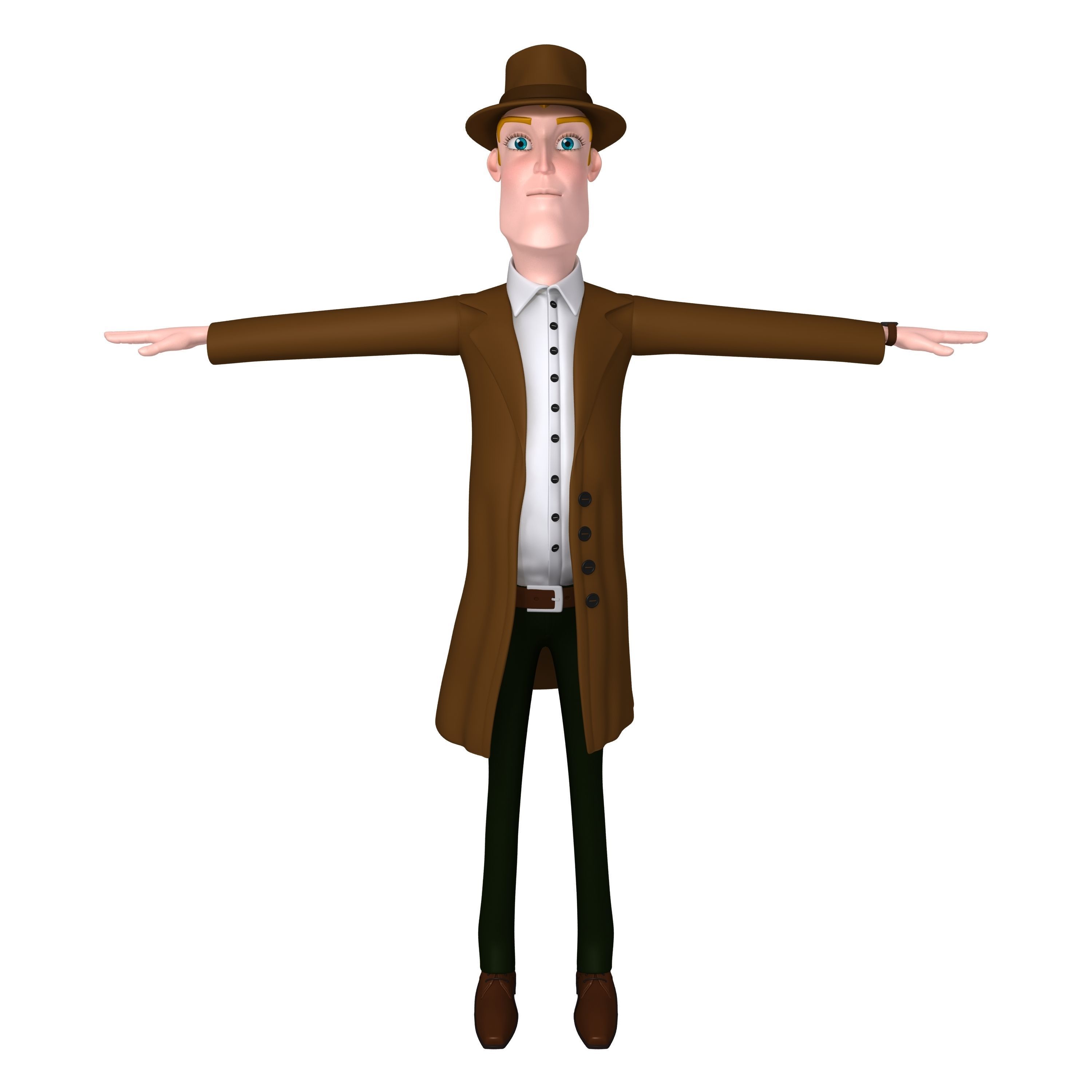 Detective Cartoon 3D model_2