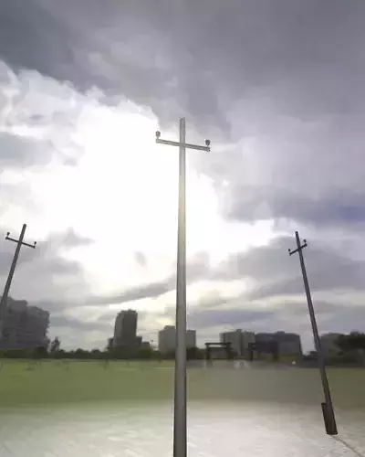 Wooden ElectricityT-Pole without Ladder - Object 026