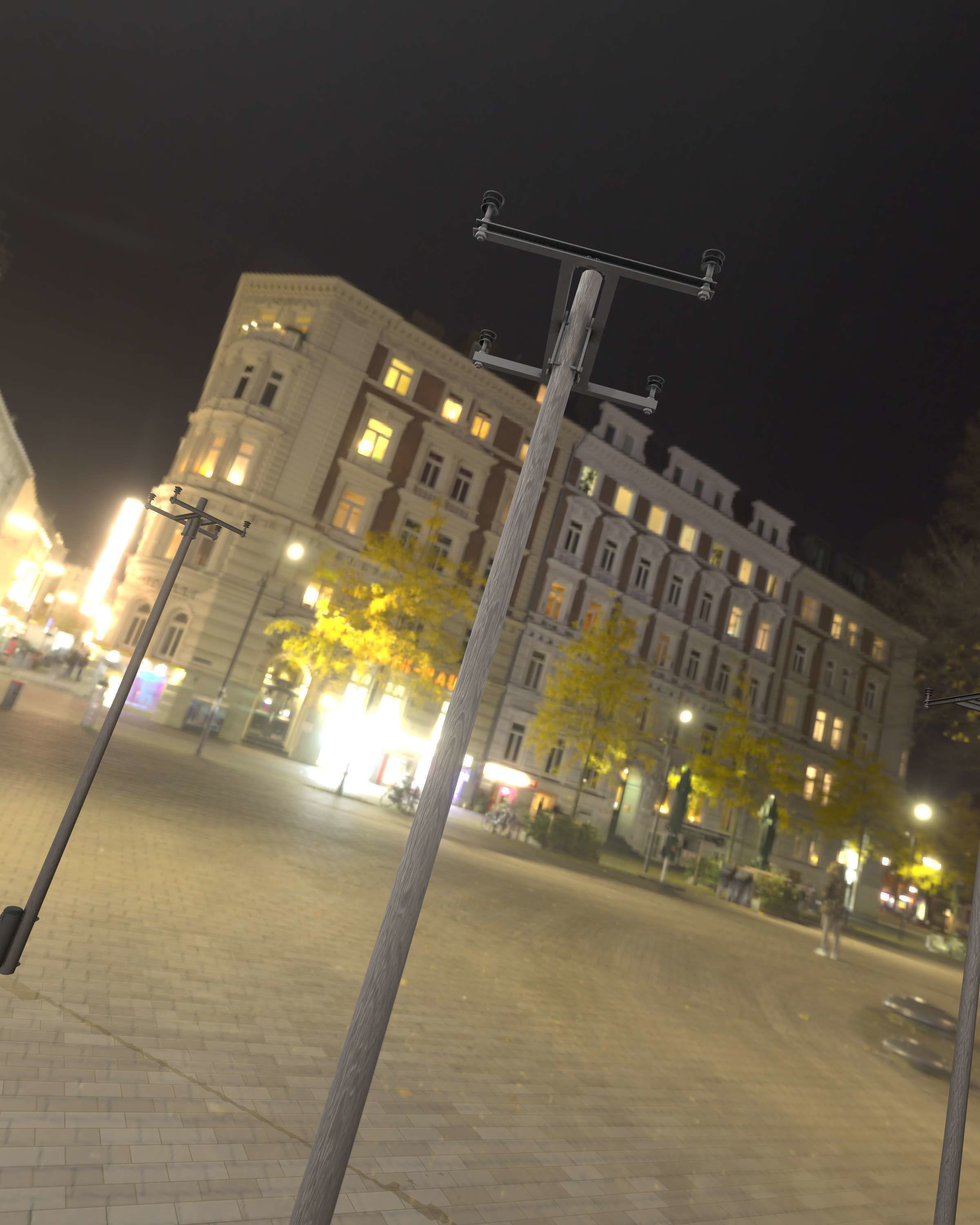 Wooden Electricity Pole with Concrete Connection - Object 028 Low-poly 3D model_13