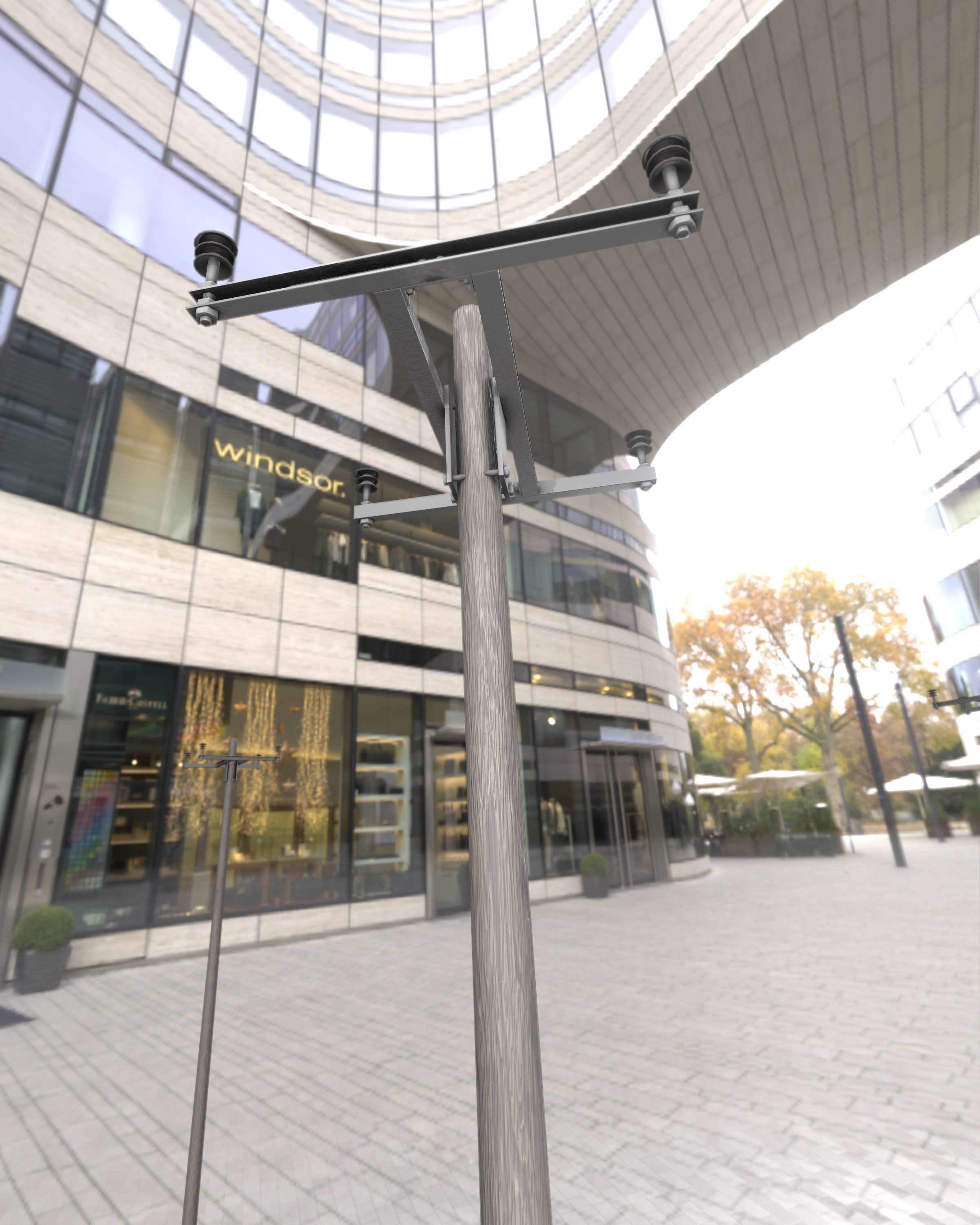 Wooden Electricity Pole with Concrete Connection - Object 028 Low-poly 3D model_20