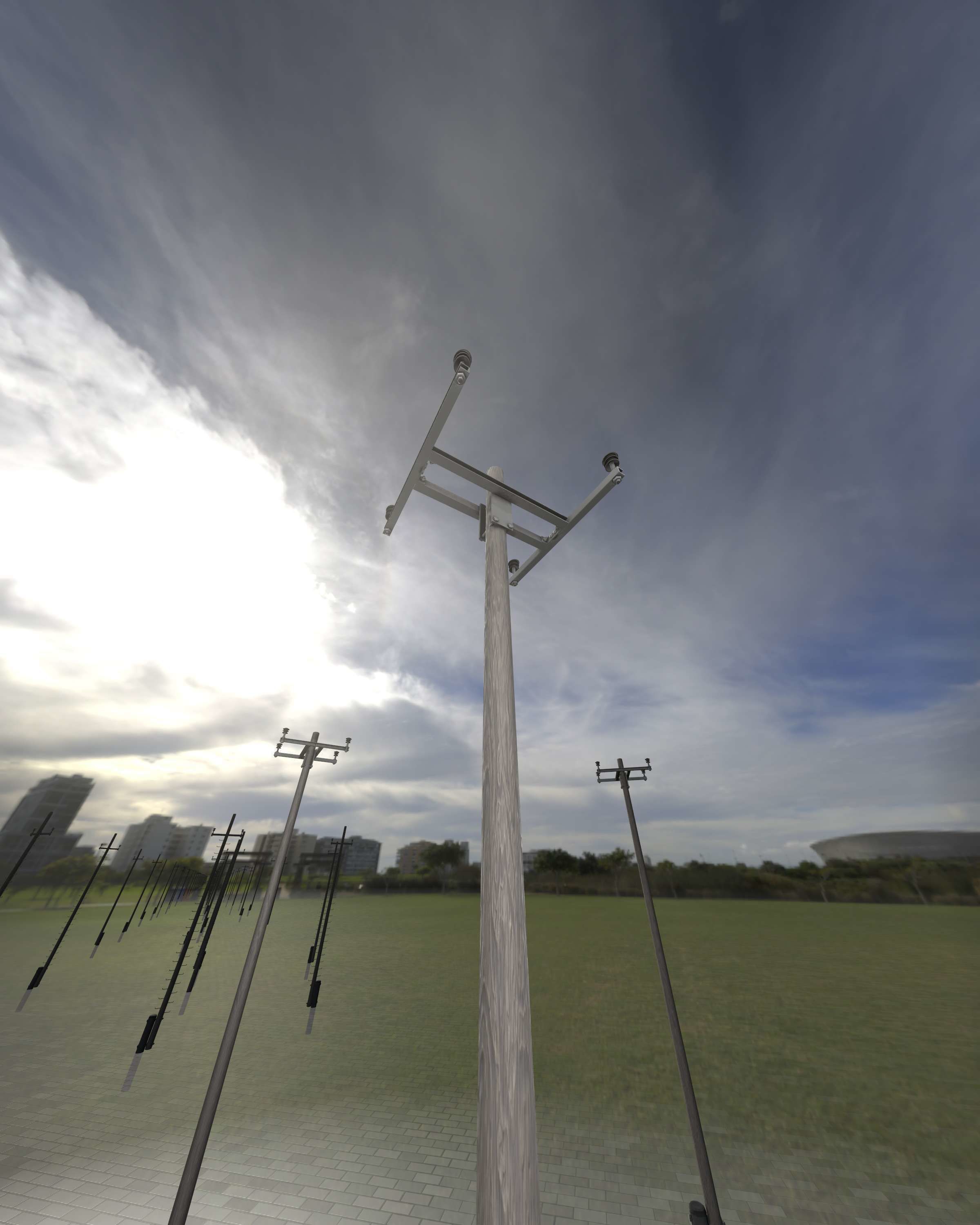 Wooden Electricity Pole with Concrete Connection - Object 028 Low-poly 3D model_46