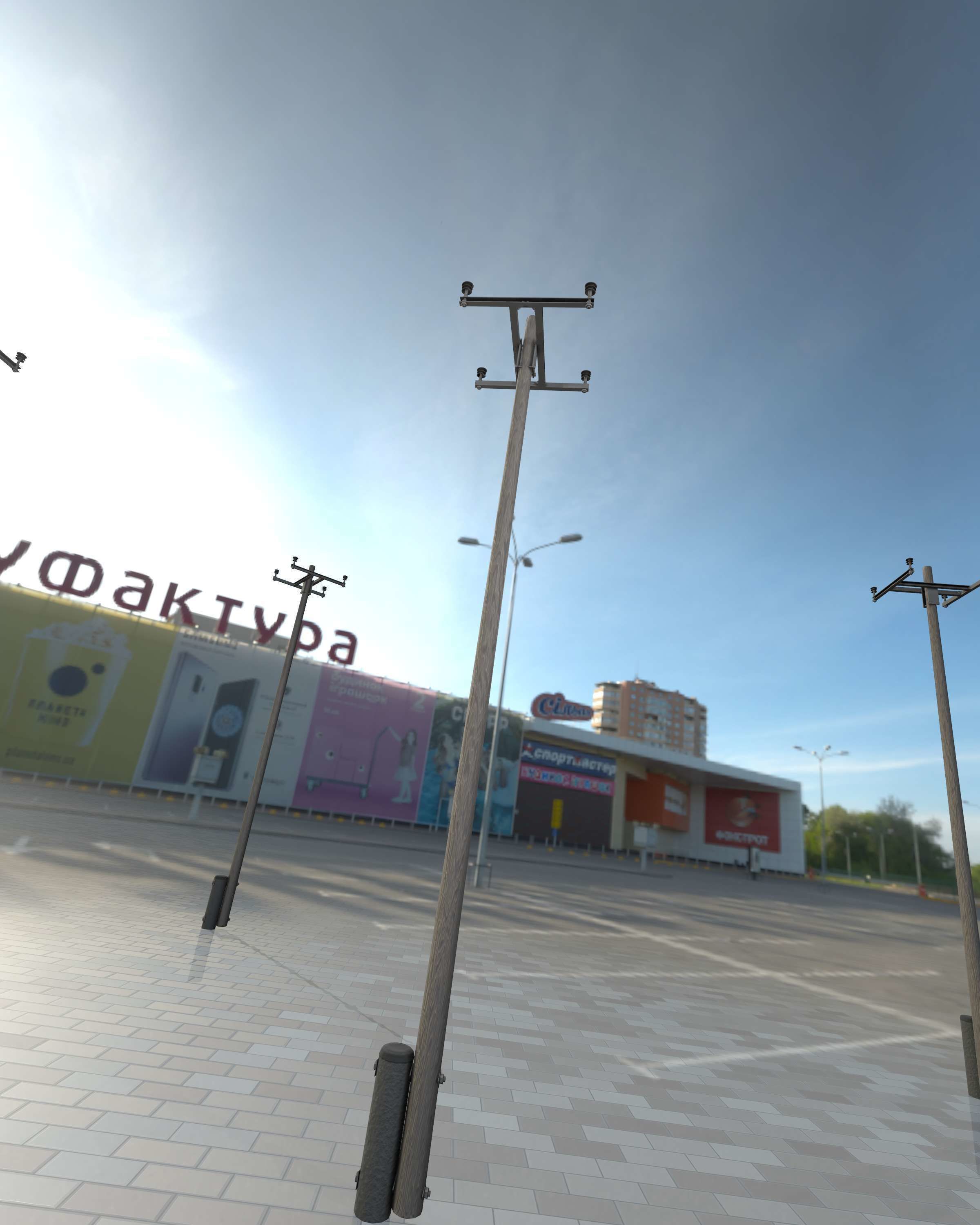 Wooden Electricity Pole with Concrete Connection - Object 028 Low-poly 3D model_11