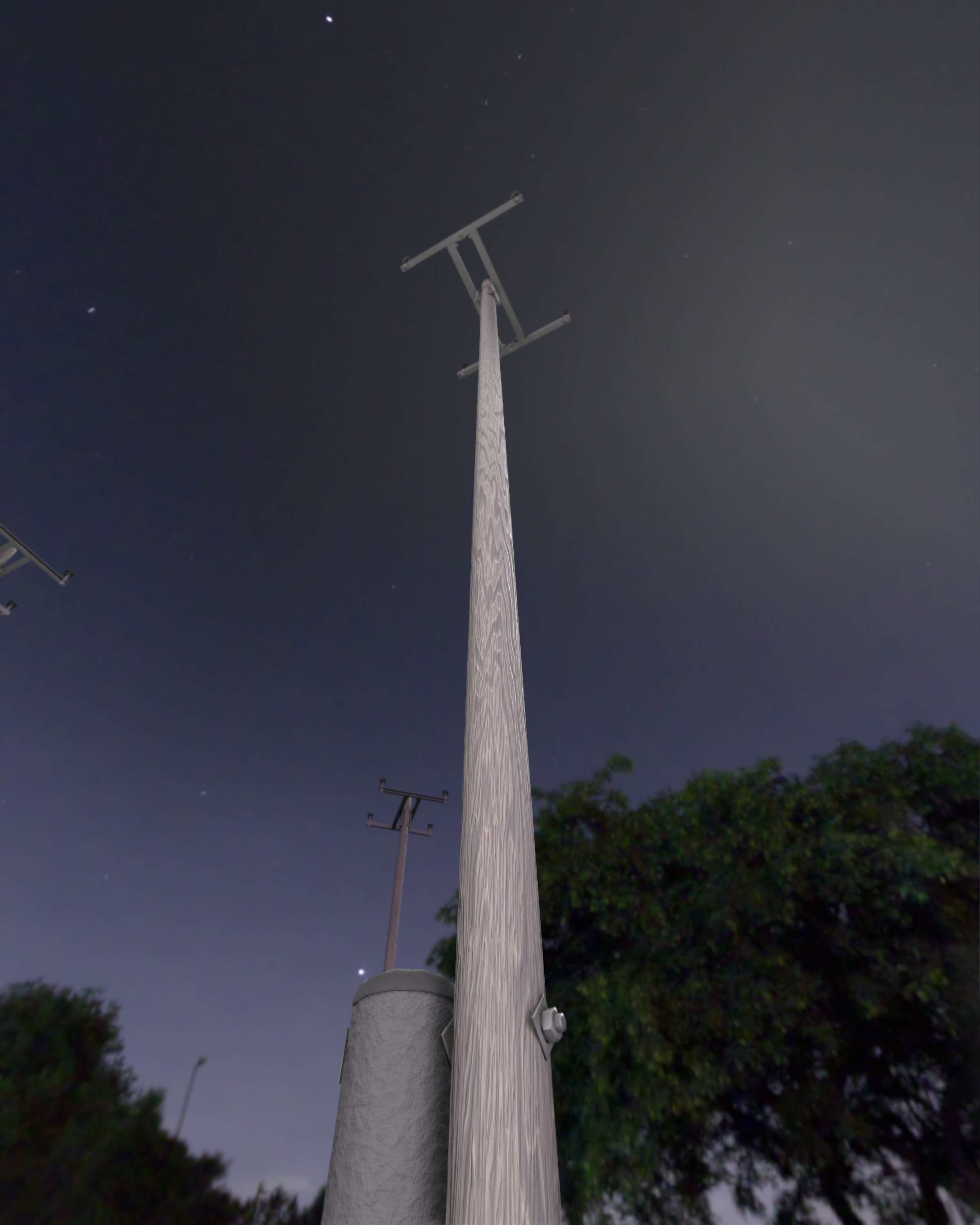 Wooden Electricity Pole with Concrete Connection - Object 028 Low-poly 3D model_35