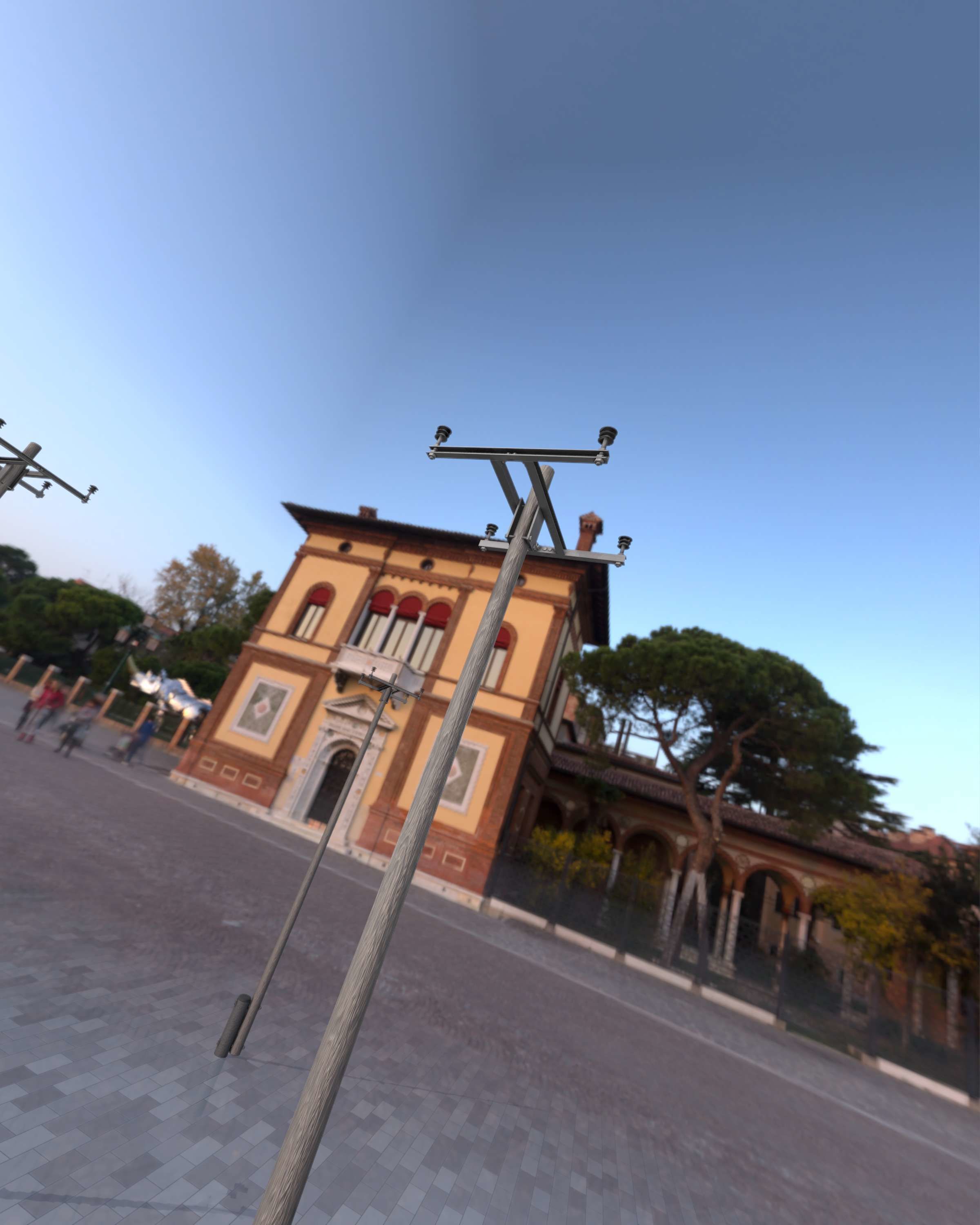 Wooden Electricity Pole with Concrete Connection - Object 028 Low-poly 3D model_18