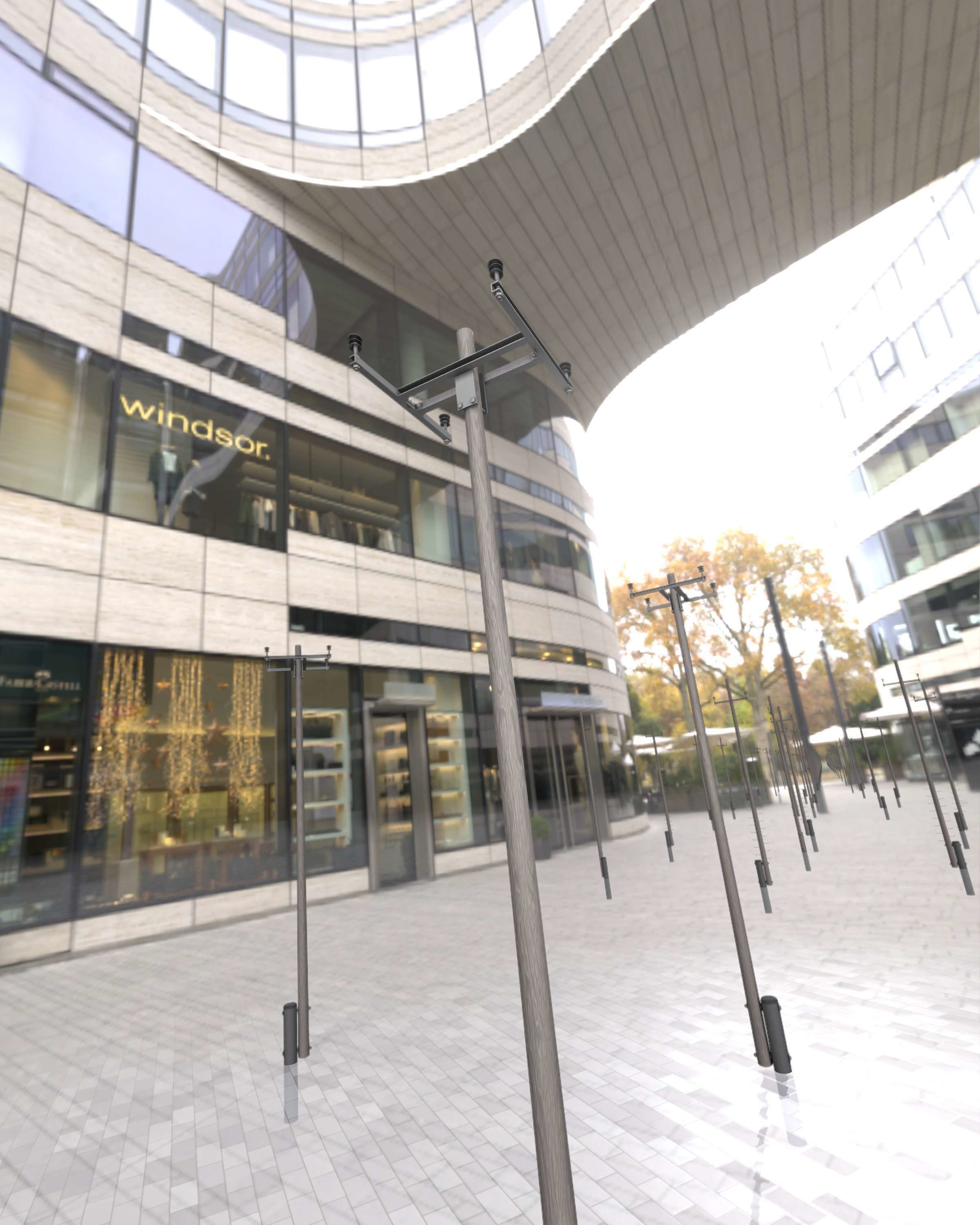 Wooden Electricity Pole with Concrete Connection - Object 028 Low-poly 3D model_15