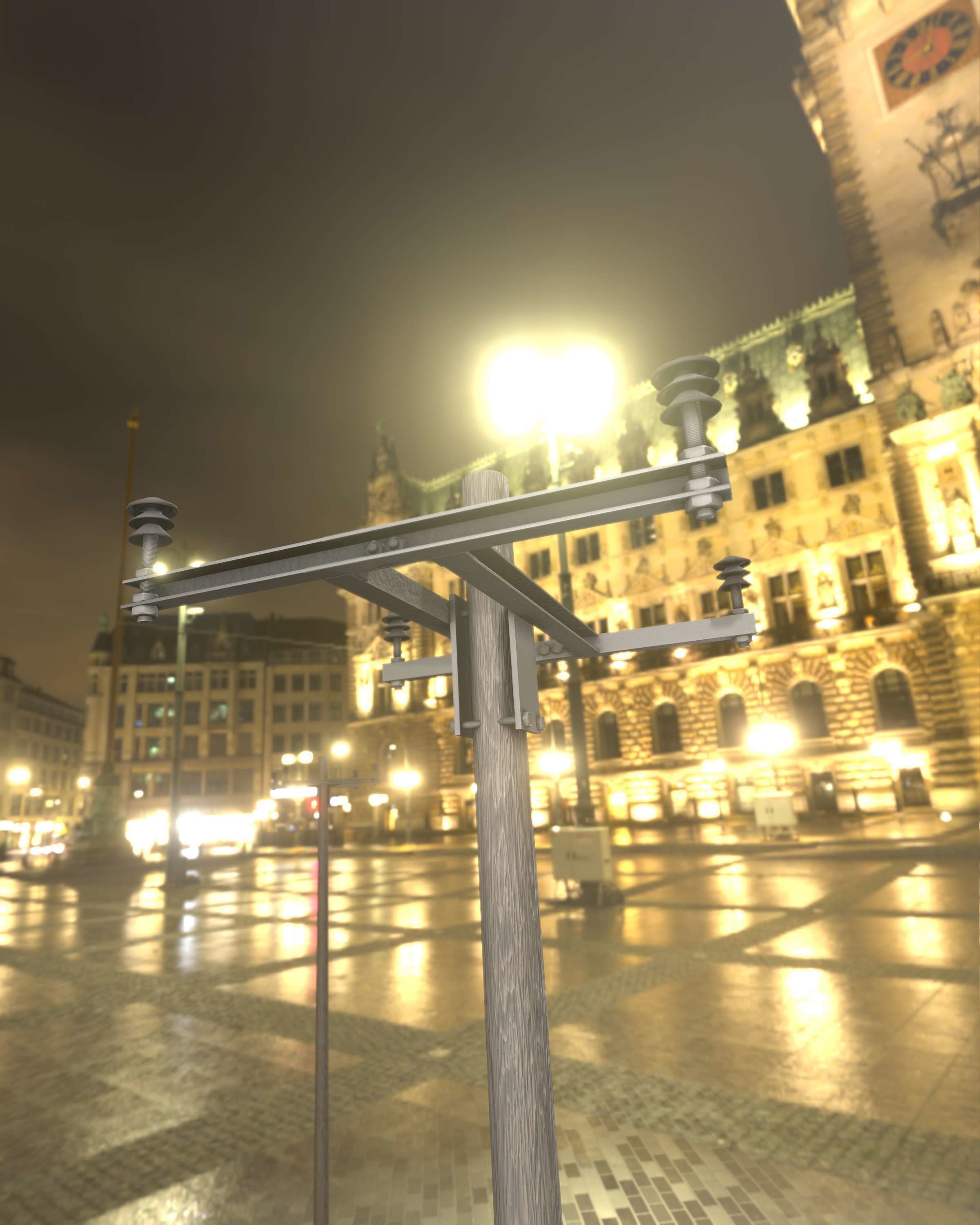 Wooden Electricity Pole with Concrete Connection - Object 028 Low-poly 3D model_36