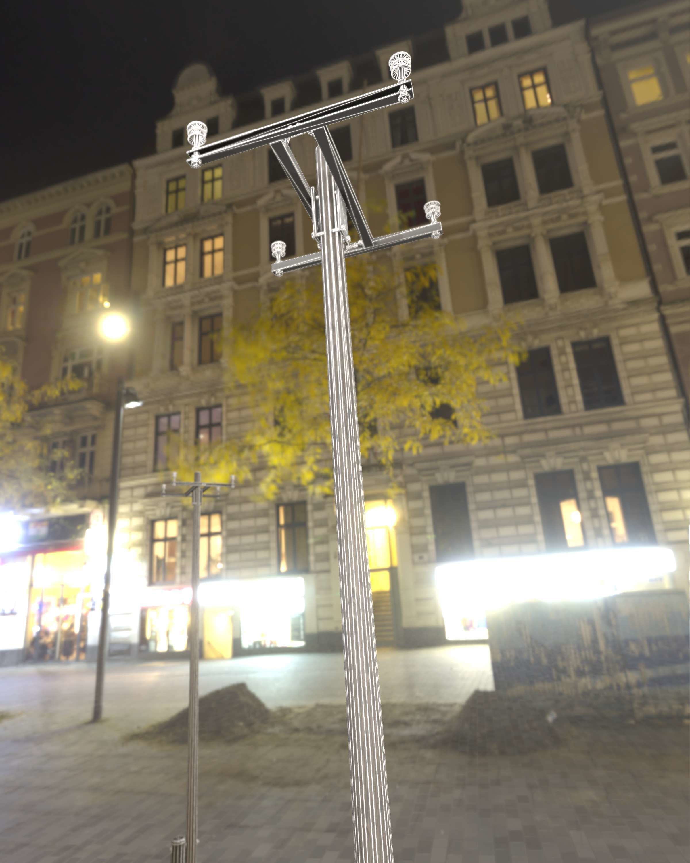 Wooden Electricity Pole with Concrete Connection - Object 028 Low-poly 3D model_34